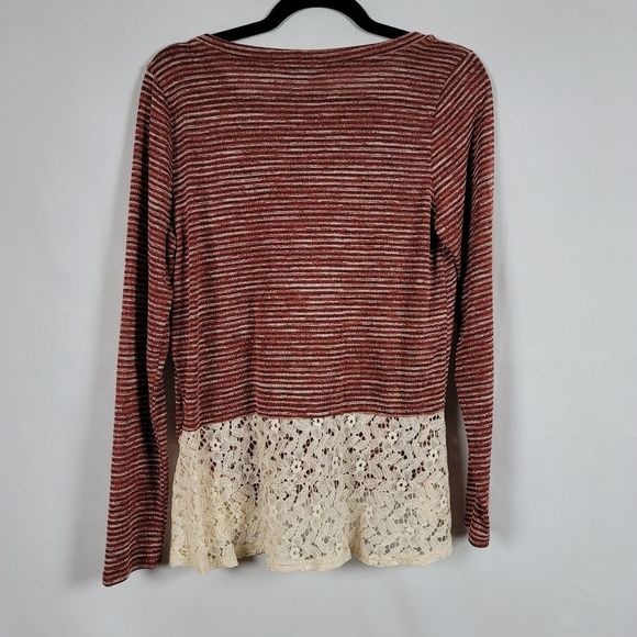 Papermoon mixed media scoop neck top lace hem Size M - Picture 8 of 9